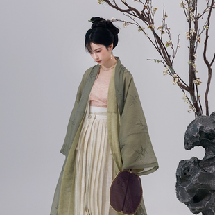 飞机袖 折梅宋制汉服女绿人丝吊带铁拐长衫 百迭裙 上遥居