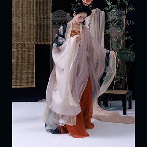 上遥居  醉花影唐五代原创汉服女春夏大袖衫红齐胸衫裙法门寺披衫