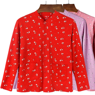 中老年人女纯棉开衫秋衣老太太全棉宽松大码开衫奶奶系扣妈妈线衣