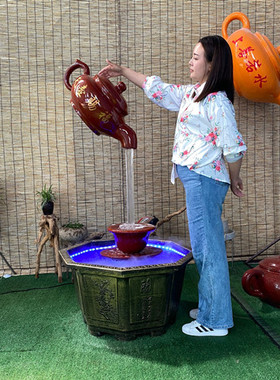 玻璃钢流水喷泉悬空鱼缸加湿器