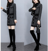 2025年秋冬季 职业小香风两件套装 连衣裙女高端气质名媛显瘦裙子潮