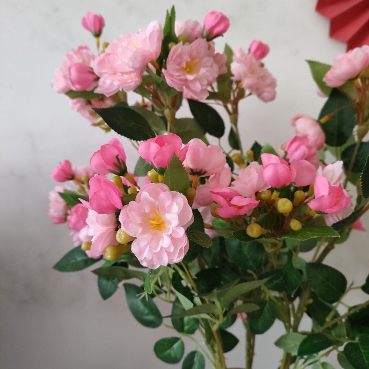 一支包邮高品质仿真海棠花绢花假花塑料婚庆道具居家客厅摆放装饰