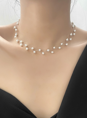 韩系choker珍珠锁骨链颈链ins小众设计气质精致感项链高级感项圈