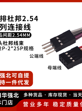 2.54mm杜邦双排2*2P/3P/4P/5P/6P/7P/8P/25P 双头 彩色杜邦线