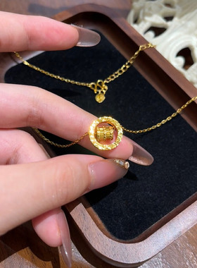 金店同款沙金【璀璨小蛮腰圆环项链】简约时尚气质女生百搭项链