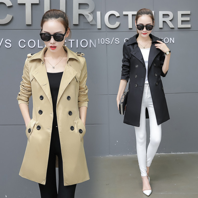 2019春秋装新款韩版修身气质女风衣大码时尚中长款双排扣大衣外套在类目 女装/女士精品, 风衣中 - 来自Buy2taobao.com提供专业的淘宝代购服务