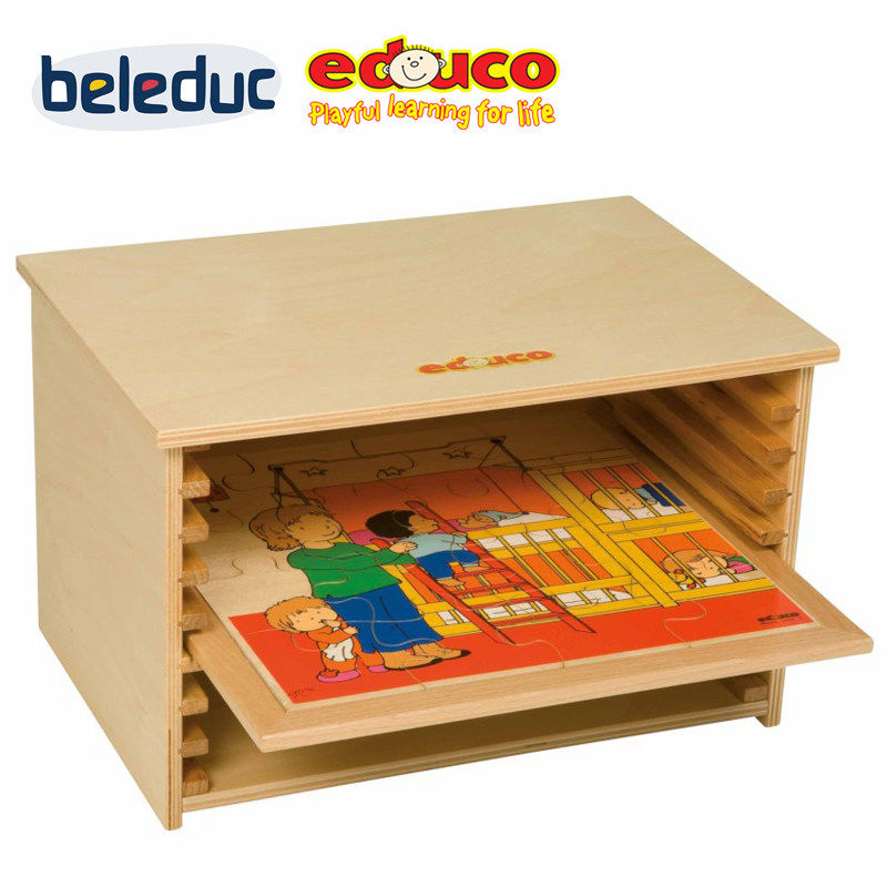 贝乐多educo拼图存储框34cm系列专用  儿童拼图储存框收纳架柜8层