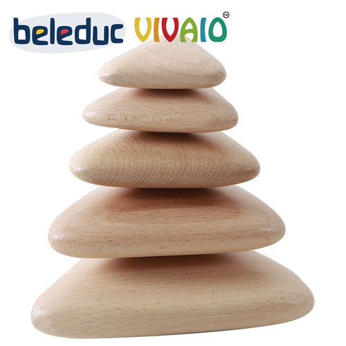 beleduc三角形鹅卵石积木榉木