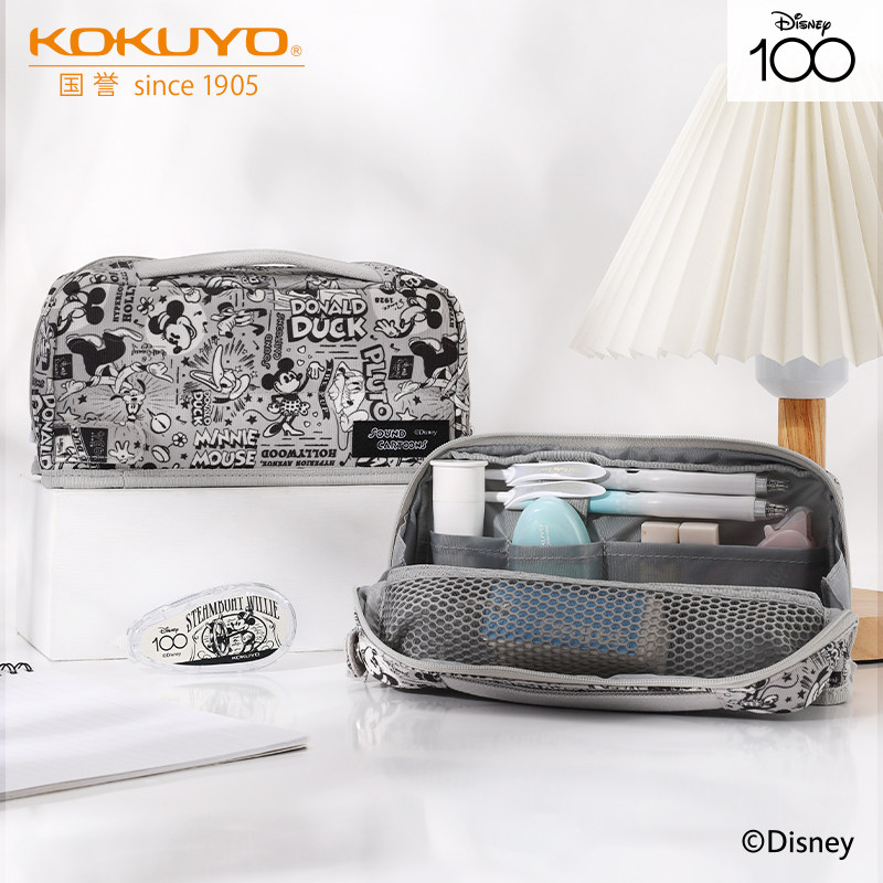 日本kokuyo国誉迪士尼米奇公主联名松松笔袋HACOHACO公主收纳包大容量便携文具盒高颜值ins风学生高中生