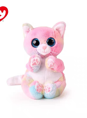 【官方正品】美国Ty可爱小猫咪毛绒玩具彩虹猫珍妮公仔玩偶娃娃