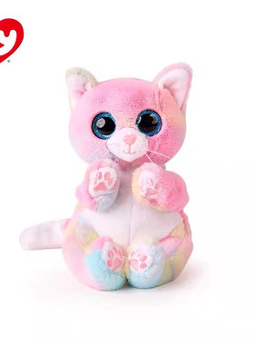 【官方正品】美国Ty可爱小猫咪毛绒玩具彩虹猫珍妮公仔玩偶娃娃