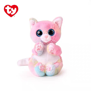 【官方正品】美国Ty可爱小猫咪毛绒玩具彩虹猫珍妮公仔玩偶娃娃