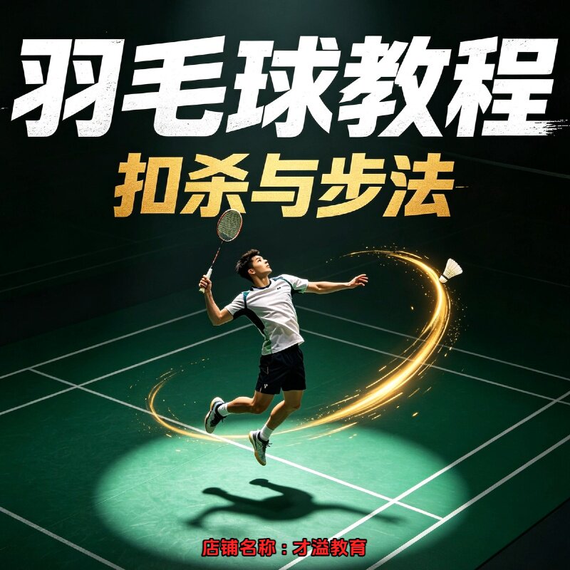 羽毛球教程扣杀与步法零基础自学打羽毛球零基础入门进阶特训课程