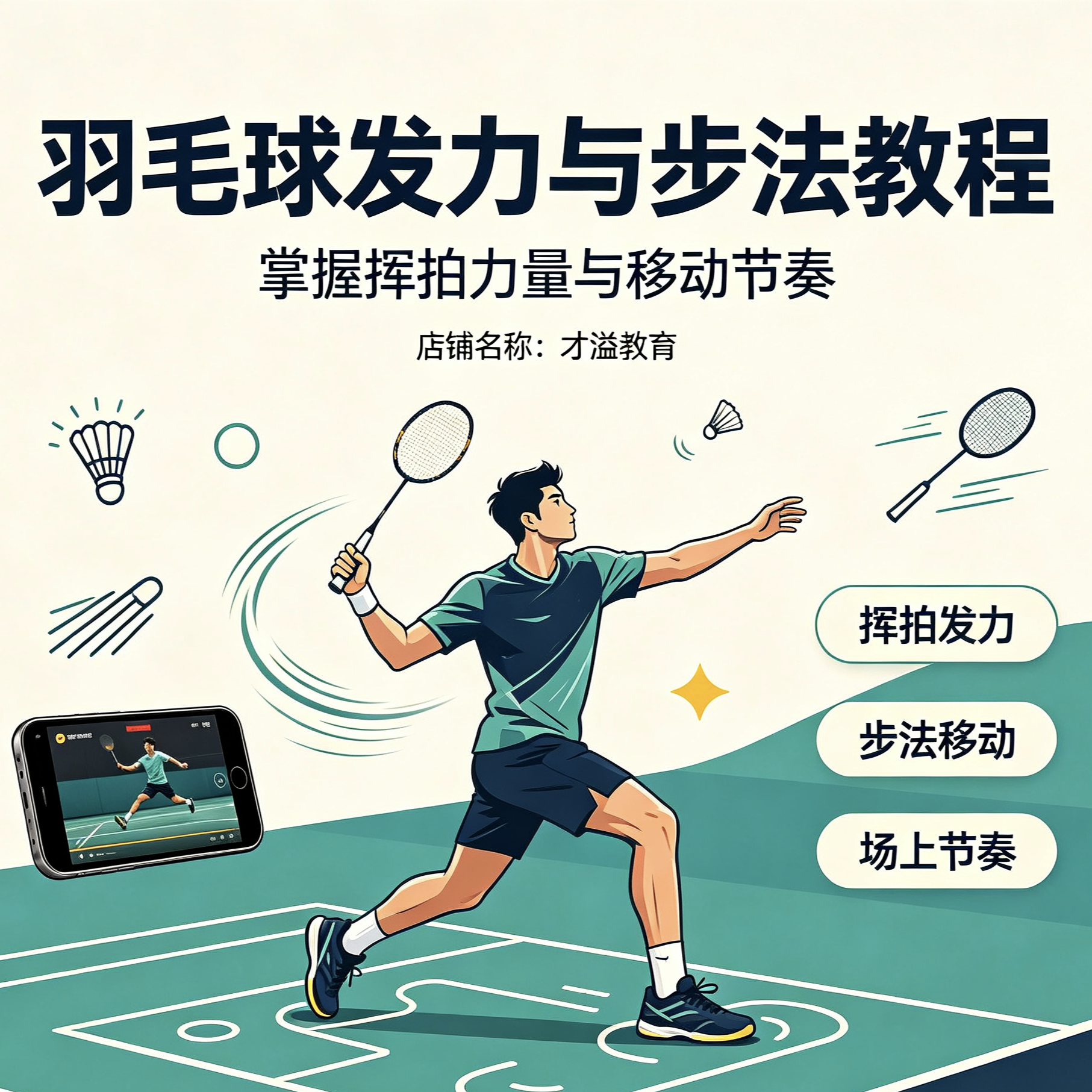 羽毛球课程发力步法战术基础训练动作技巧快速入门教程羽毛球实战