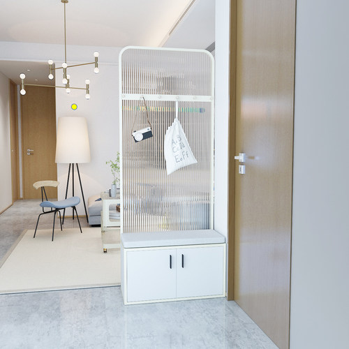 衣帽架玻璃玄关屏风隔断换鞋柜凳