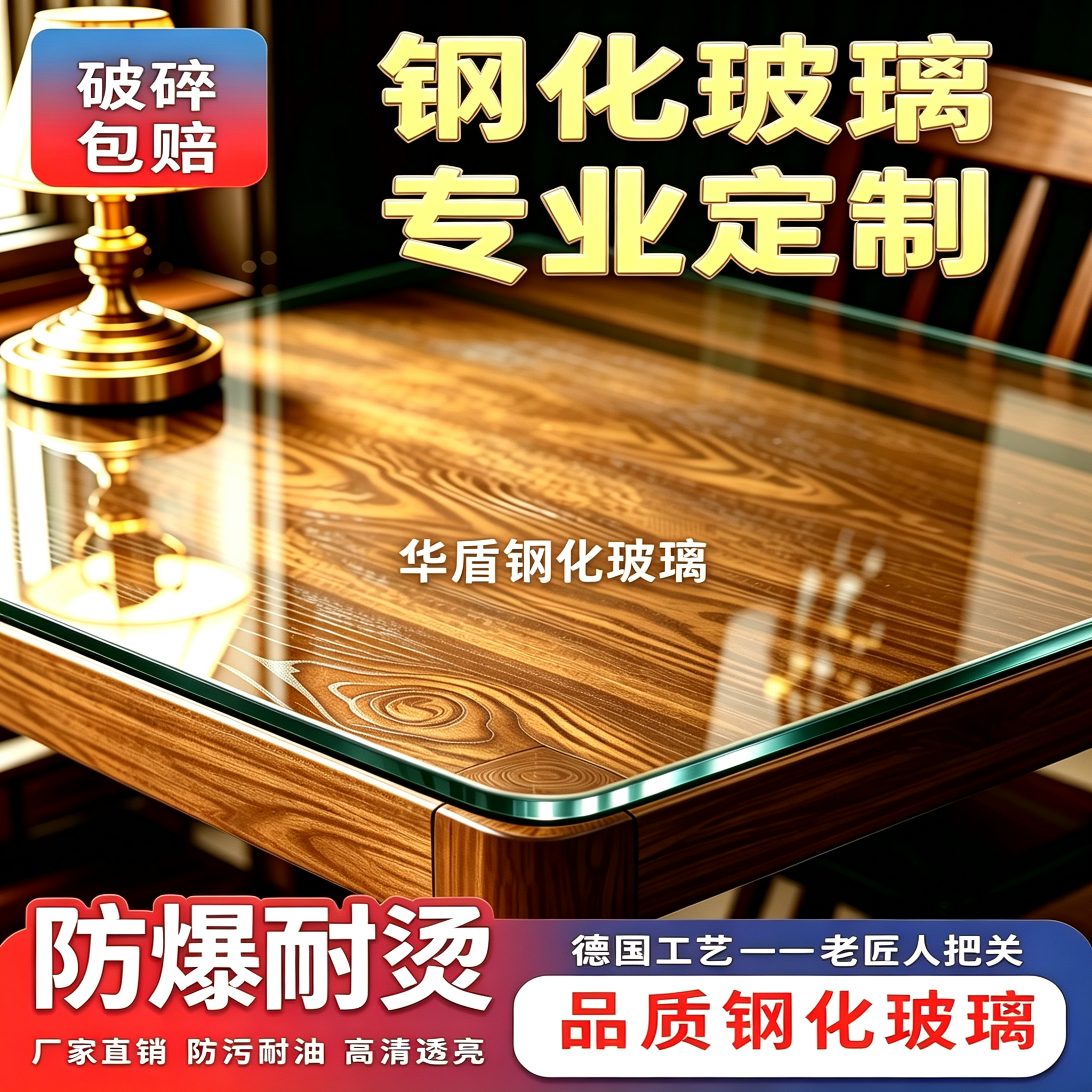 8mm厚国标3C餐桌钢化玻璃桌面