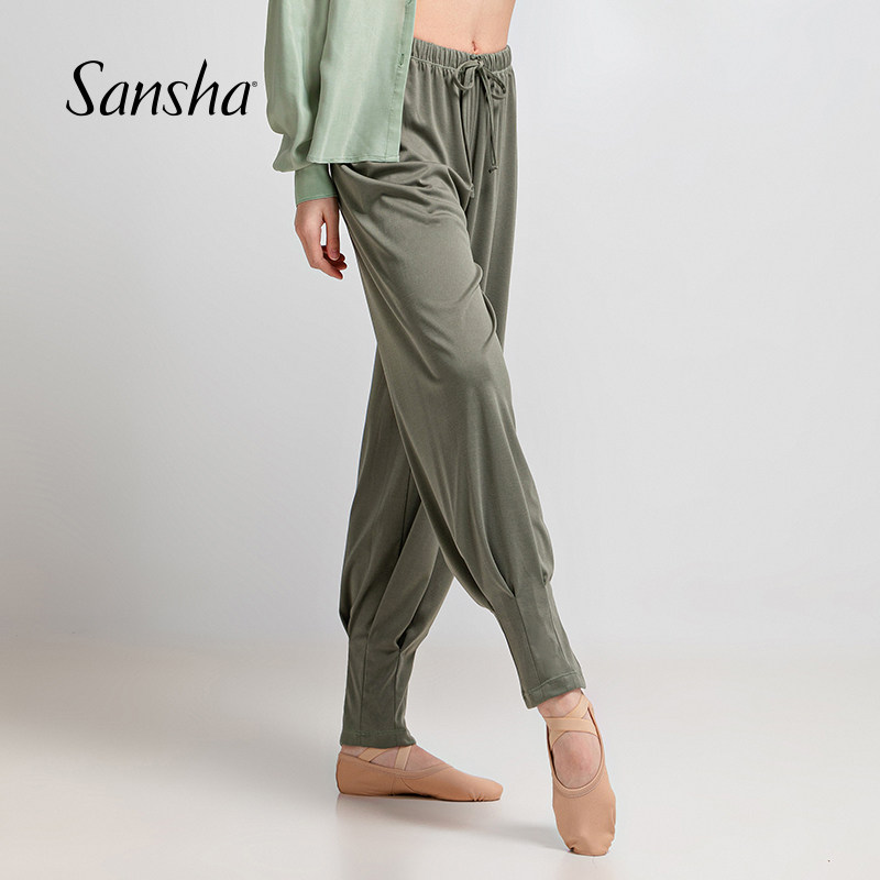 Sansha 三沙现代舞裤子女 轻薄长裤芭蕾舞蹈练功裤束口灯笼裤子