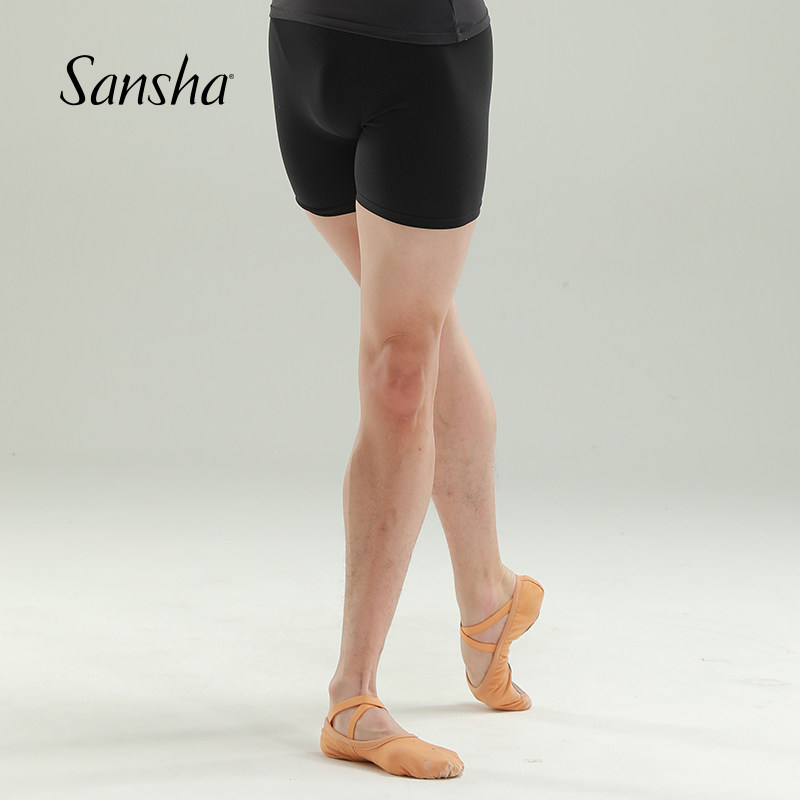 Sansha 三沙男士舞蹈裤 哑光芭蕾舞短裤4分裤弹力紧身练功裤子