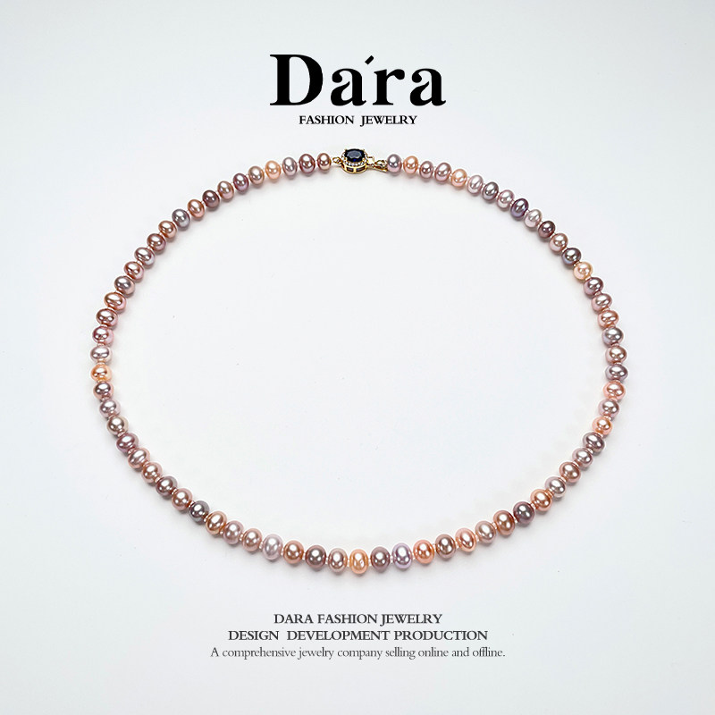 【柳总来了】S925银 淡水珍珠6-7mm糖果色混彩珍珠项链