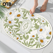OTB软硅藻泥吸水防滑地垫浴室卫生间速干入户门垫卧室花朵覆古风