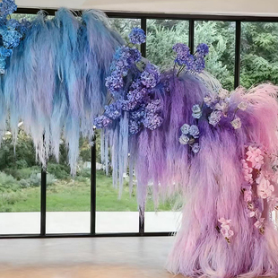 花开云间龙须草永生花毛草婚庆家居软装设计花材叶材藤类植物背景