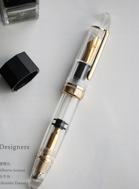 MAJOHN末匠P140大型透明示范钢笔8号40笔尖硬橡胶笔舌铜活塞吸墨