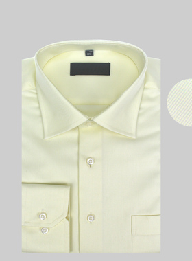 经典纯棉免烫纯色长袖衬衫 男士秋冬商务绅士正装全棉黄色衬衣厚