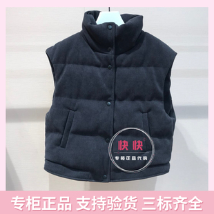 奥莱欧时力1LY433081F冬专柜麦色无袖马甲羽绒保暖外套立领
