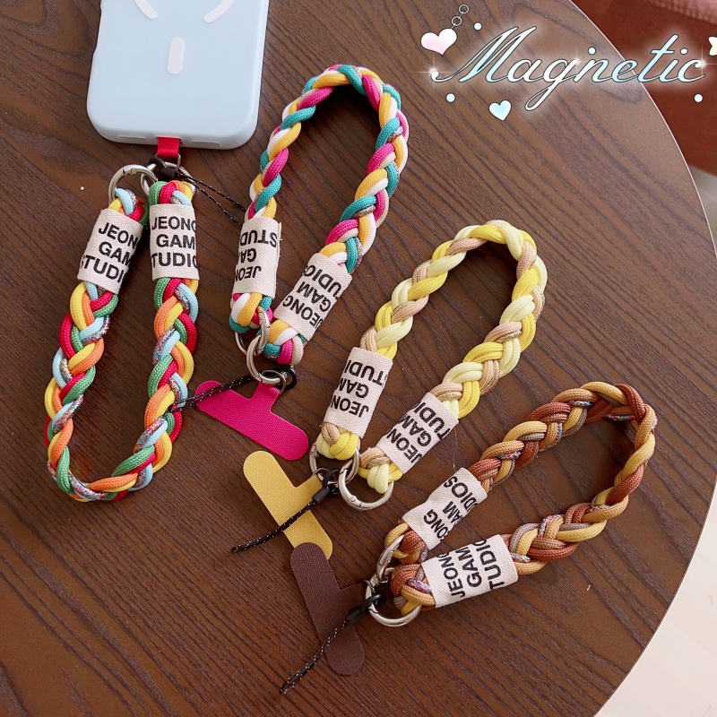 彩色麻花编织手机挂绳手腕棉绳挂链挂件户外便携腕带手提钥匙扣女