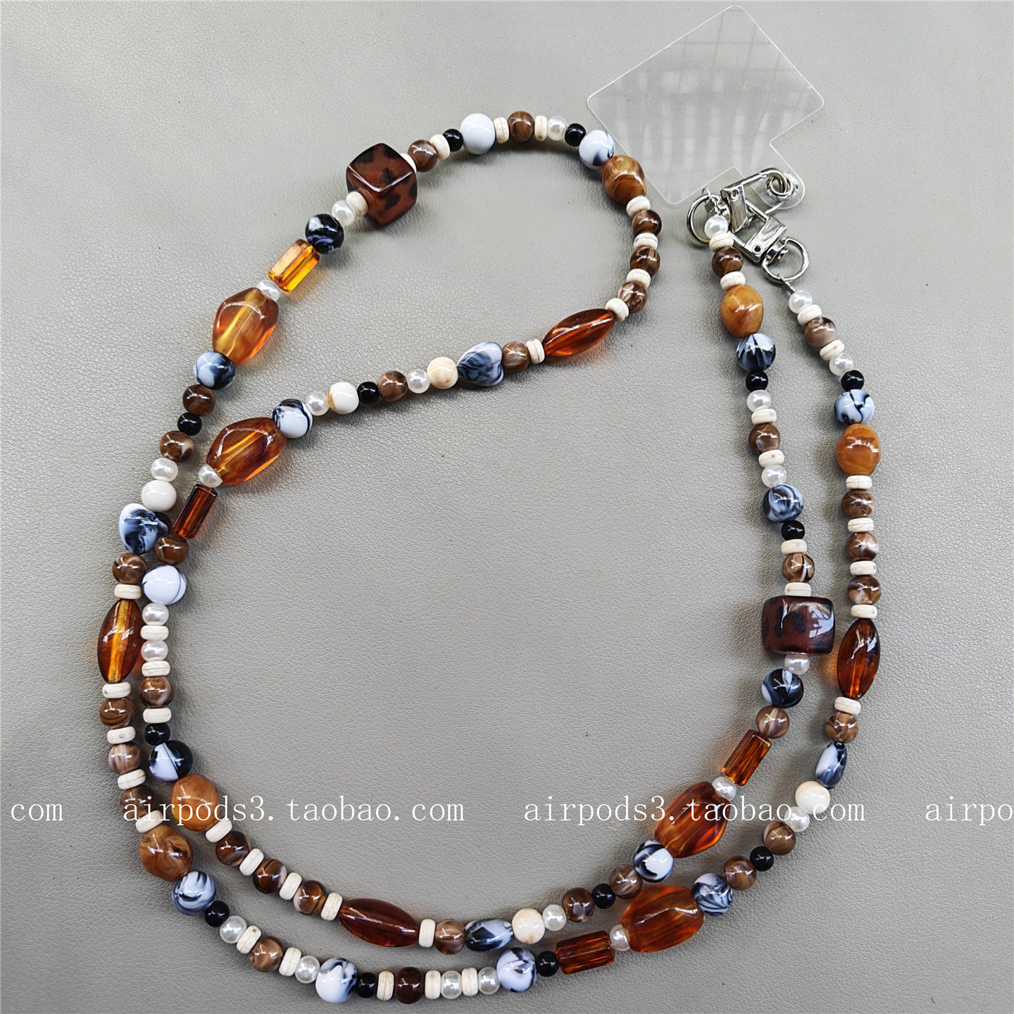 海盐琥珀手工自制捷克琉璃串珠美拉德手机挂绳斜跨背带相机挂链女