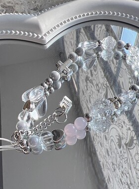 原创金属银白色手机链手腕ccd相机链白色ccd挂绳百搭相机挂饰14cm