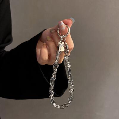 奢华高级感水晶手提链条手腕短挂绳带夹片手机壳钥匙扣包包挂件潮
