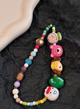 卡通动物总动员手机链条ccd挂饰挂绳可爱串珠diy相机挂件钥匙扣女