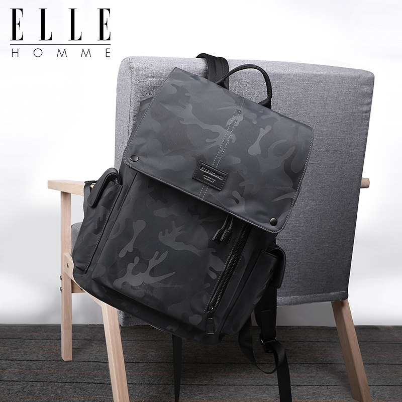 ELLE HOMME背包男士商务双肩包大容量休闲学生书包防泼水电脑背包