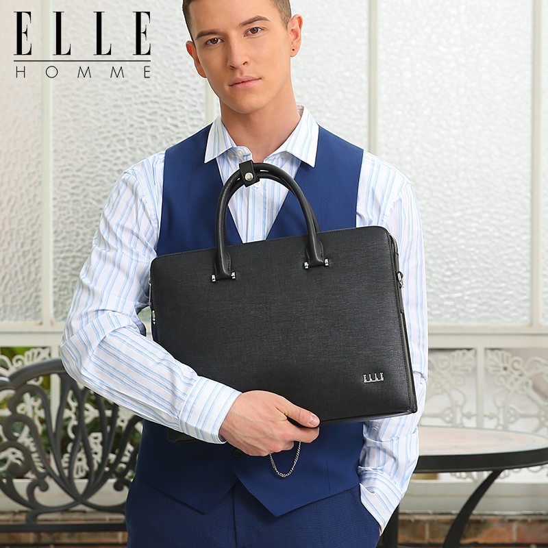 elle硬皮横款商务风手提公文包