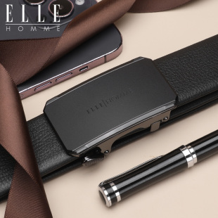 裤 ELLE 自动扣皮带青年轻奢品牌正装 腰带百搭时尚 带 HOMME真皮男款