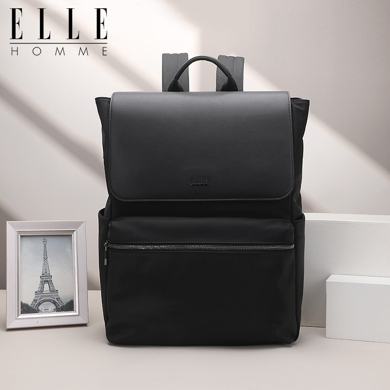 ELLE HOMME商务背包男士欧美时尚16寸双肩包大容量电脑包学生书包