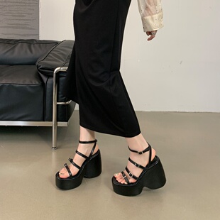 女鞋 厚底防水台露趾夏季 女2026新款 超高跟坡跟性感不累脚罗马凉鞋