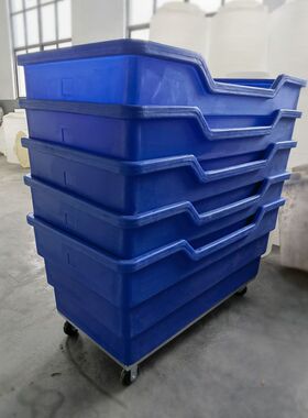 推布车500L蓝色布草笼全新料洗涤医院衣物运输滚塑异形加工