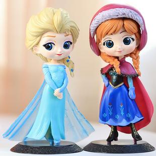 Q版冰雪奇缘 艾莎女王安娜公主雪宝蛋糕烘焙装饰摆件人偶手办模型
