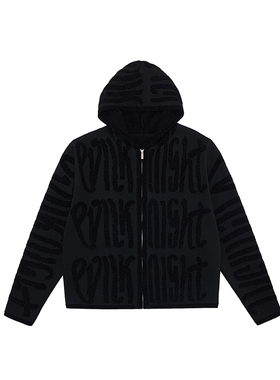 EK/EVILKNIGHT 秋冬新款2025百搭休闲满版手绘提花毛织开衫外套