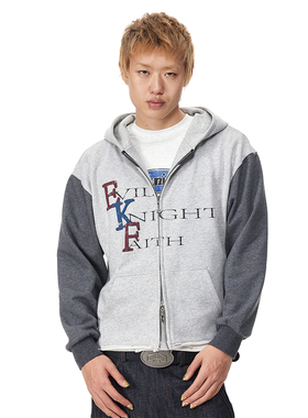 EK/EVILKNIGHT 早春做旧斑驳印花连帽双头拉链百搭开衫卫衣外套