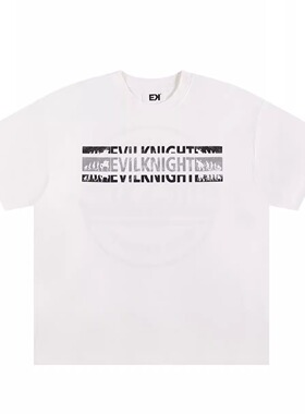 EK 春夏多色恶魔进化字母印花索罗娜宽松休闲短袖时尚百搭圆领T恤