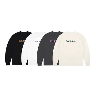 EK/EVILKNIGHT春秋基础logo宽松纯色休闲宽松圆领长袖男女百搭T恤