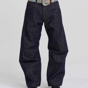 EK 春夏原来就是牛经典剪裁线条弯刀原牛阔腿宽松百搭休闲牛仔裤