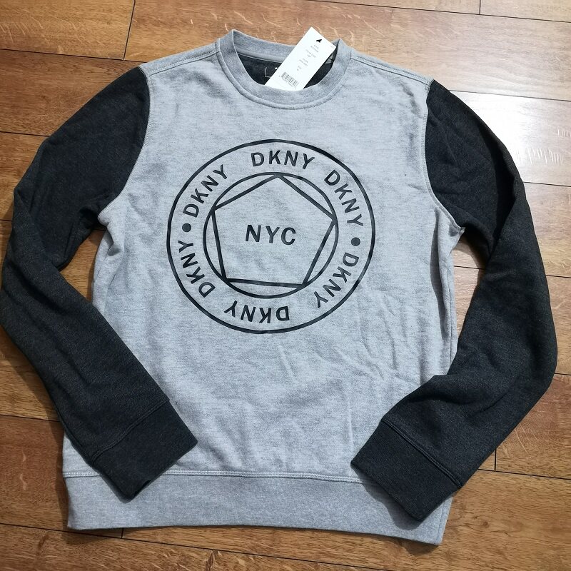 XL码DKNY唐可娜儿加绒NYC卫衣男士秋冬休闲logo套头长袖宽松上衣