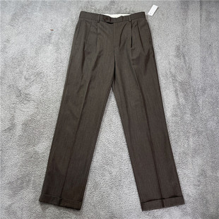 Brooks Brothers布克兄弟咖啡色双褶直筒羊毛西装madison fit长裤