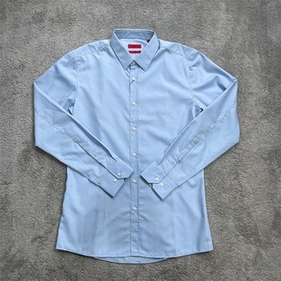 Boss男士 经典 款 捡漏 衬衫 Hugo 红标高端蓝色长袖 衬衣 瑕疵16.5码