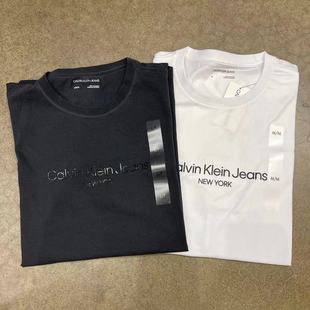 夏季 圆领logo黑白色纯棉短袖 Calvin Klein男士 T恤打底衫 正品