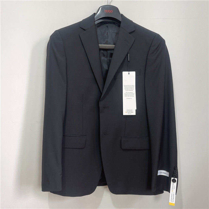 CK/Calvin Klein男士95%羊毛黑色经典单西正装上班商务西服西装